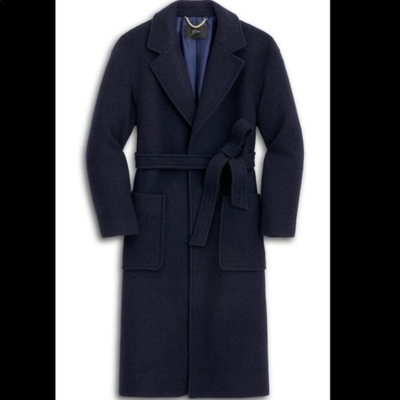 J. Crew Italian Boiled Wool Wrap Coat Navy
